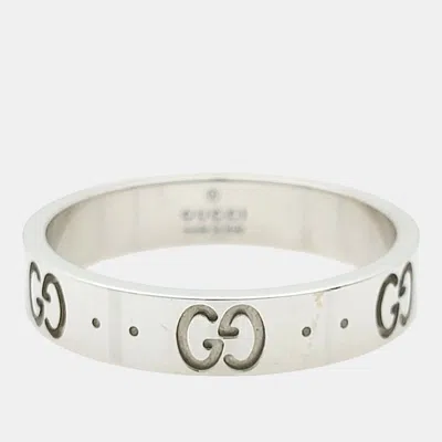 Pre-owned Gucci 18k White Gold Icon Ring In Multicolor