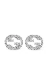 Gucci 18kt White Gold Interlocking G Diamond Stud Earrings In Silver