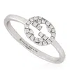Gucci 18k White Gold Interlocking G Diamond Ring In Gold Tone