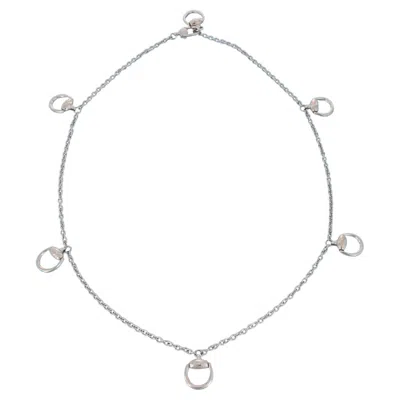 Pre-owned Gucci 18k White Gold Large 6 Horsebit Motif Chain Necklace