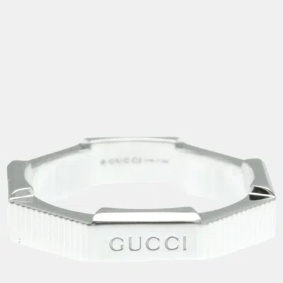 Pre-owned Gucci 18k White Gold Silver Link Toe No Stone Ring