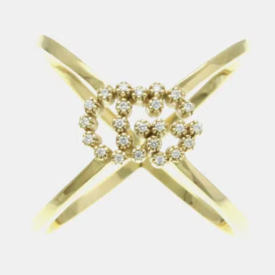 Pre-owned Gucci 18k Yellow Gold Diamond Gg Running Ring
