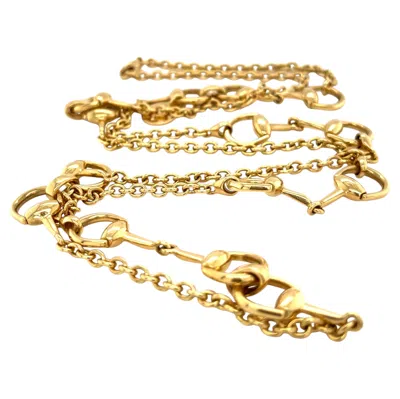 Pre-owned Gucci 18k Yellow Gold Horsebit Necklace 37.5" Gorgeous!