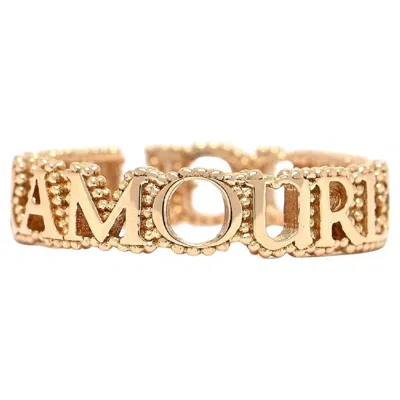 Pre-owned Gucci 18k Yellow Gold L'aveugle Par Amour Ring Size 6.75