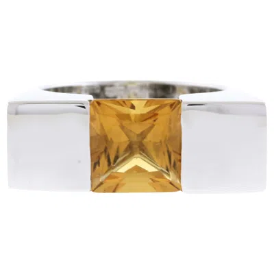 Pre-owned Gucci 18kt White Gold  Citrine Ring