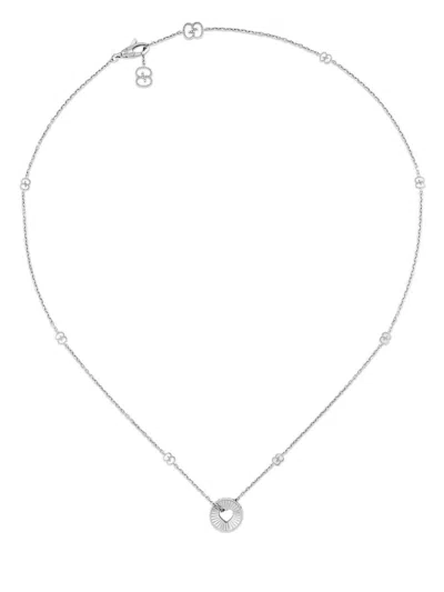 Gucci 18kt White Gold Icon Charm Necklace In Silver