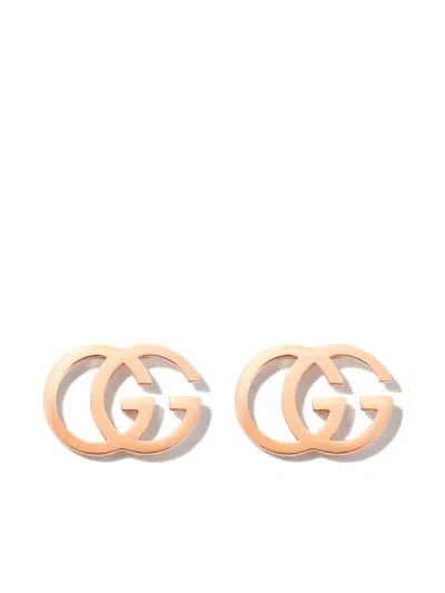 Gucci 18kt Yellow Gold Gg Running Earrings In Pink