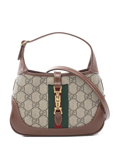 Pre-owned Gucci 1920s Jackie Gg Supreme Handbag In Neutral