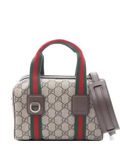 Pre-owned Gucci 1920s Mini Ophidi Gg Supreme Handbag In Neutral