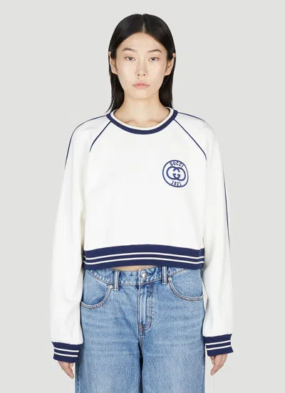 Gucci 1921 Cropped Sweatshirt In White