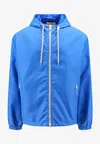 Gucci Web And Logo Print Windbreaker Jacket In Blue