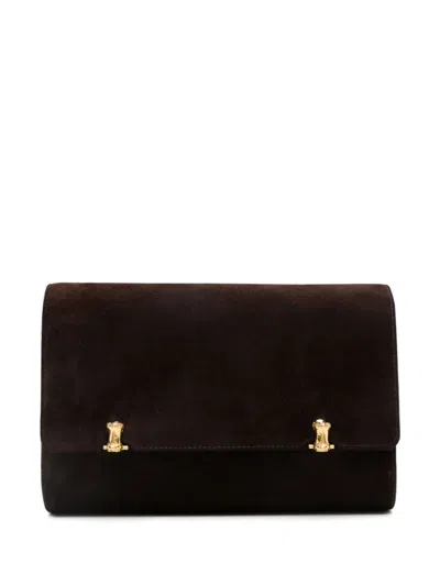 Pre-owned Gucci 1950s Suede Clutch Bag In Brown