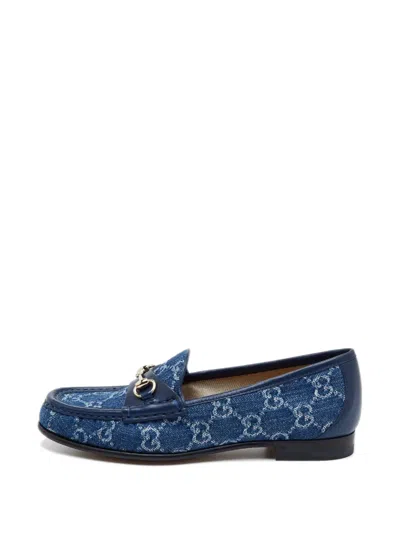 Pre-owned Gucci 1953 Horsebit Denim Loafers In Blue