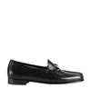 Gucci Women Black Calf Leather Moc Stitching Signature Horsebit Detail Almond Toe Slip-on Style Bran In Black