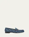 Gucci 1953 Horsebit Monogram Denim Loafers In Blue