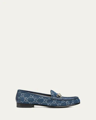 GUCCI 1953 HORSEBIT MONOGRAM DENIM LOAFERS