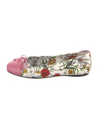 Pre-owned Gucci 1955 Horsebit Accent Canvas Ballet Flats In White