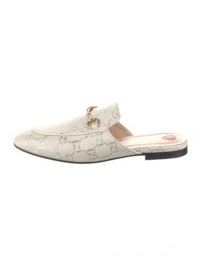 Pre-owned Gucci 1955 Horsebit Accent Canvas Mules