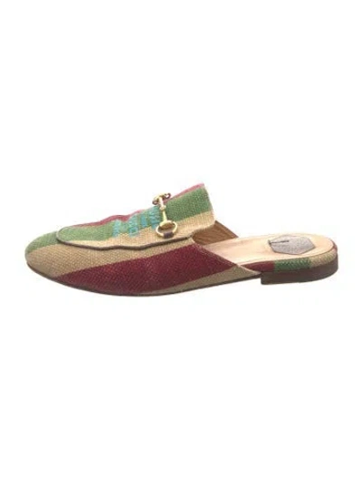 Pre-owned Gucci 1955 Horsebit Accent Canvas Mules In Multi