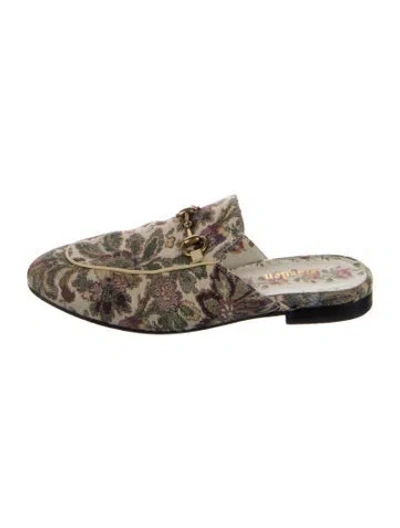 Pre-owned Gucci 1955 Horsebit Accent Canvas Mules In White