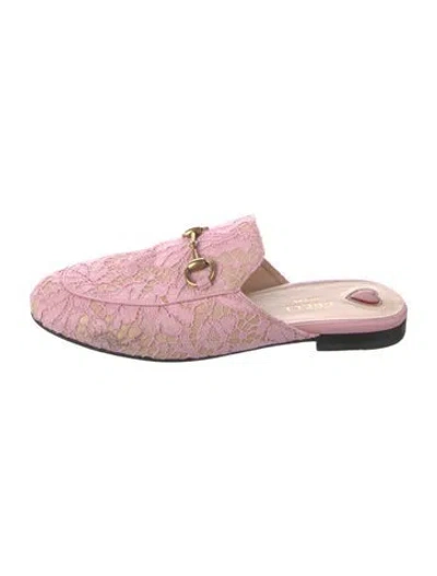 Pre-owned Gucci 1955 Horsebit Accent Lace Mules In Pink