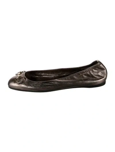Pre-owned Gucci 1955 Horsebit Accent Leather Ballet Flats