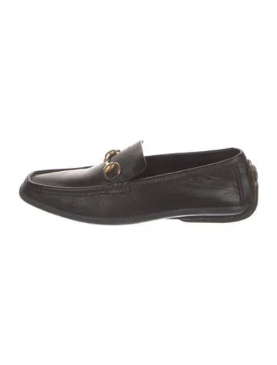 Pre-owned Gucci 1955 Horsebit Accent Leather Loafers In Black