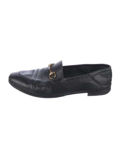 Pre-owned Gucci 1955 Horsebit Accent Leather Loafers In Black