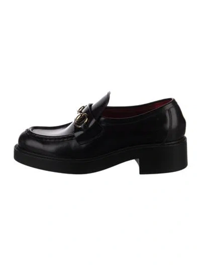 Pre-owned Gucci 1955 Horsebit Accent Leather Loafers In Black