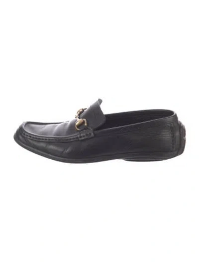 Pre-owned Gucci 1955 Horsebit Accent Leather Loafers In Black