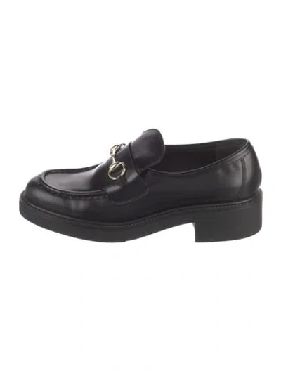 Pre-owned Gucci 1955 Horsebit Accent Leather Loafers In Black