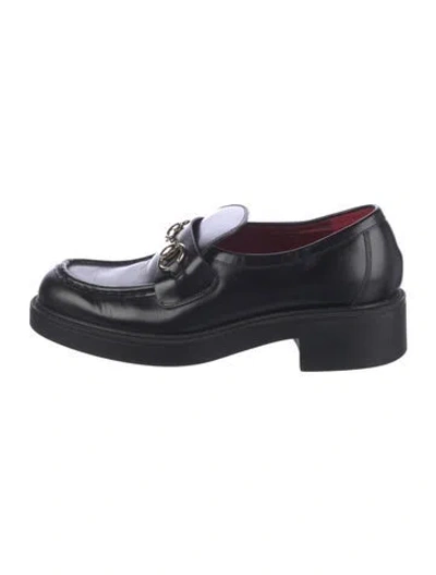 Pre-owned Gucci 1955 Horsebit Accent Leather Loafers In Black