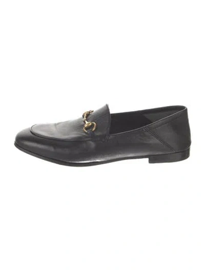 Pre-owned Gucci 1955 Horsebit Accent Leather Loafers In Black