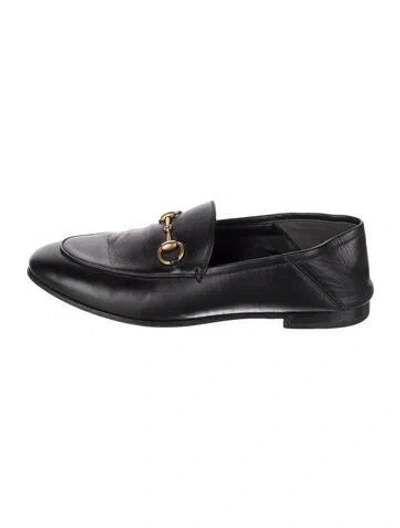 Pre-owned Gucci 1955 Horsebit Accent Leather Loafers In Black