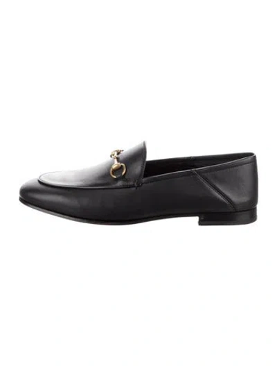 Pre-owned Gucci 1955 Horsebit Accent Leather Loafers In Black