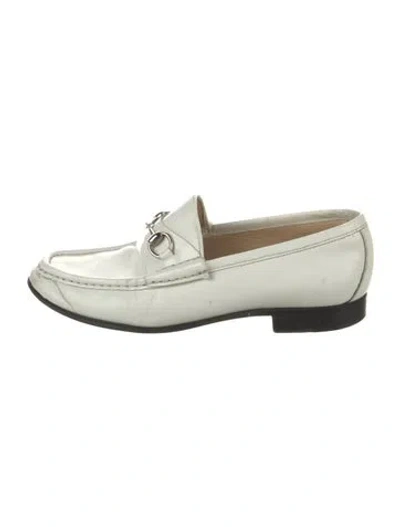 Pre-owned Gucci 1955 Horsebit Accent Leather Loafers In White