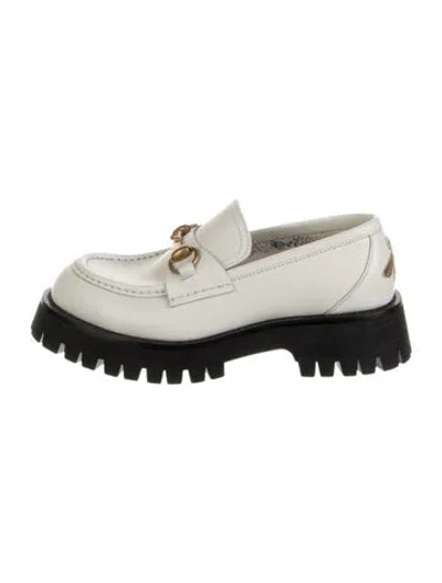 Pre-owned Gucci 1955 Horsebit Accent Leather Loafers In White