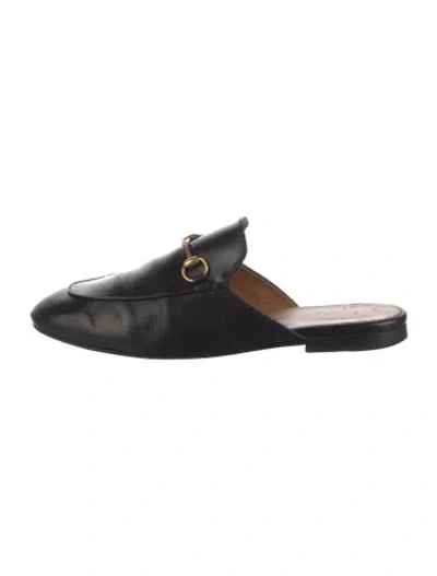 Pre-owned Gucci 1955 Horsebit Accent Leather Mules In Black