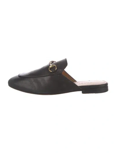 Pre-owned Gucci 1955 Horsebit Accent Leather Mules In Black