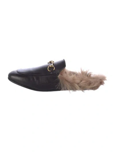 Pre-owned Gucci 1955 Horsebit Accent Leather Mules In Black