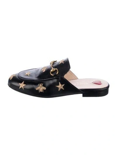 Pre-owned Gucci 1955 Horsebit Accent Leather Mules In Black