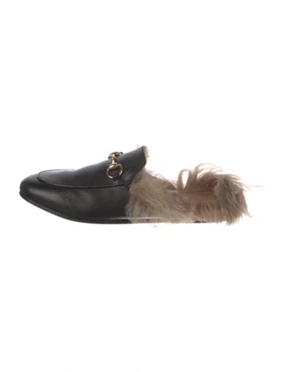 Pre-owned Gucci 1955 Horsebit Accent Leather Mules In Black
