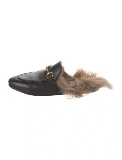 Pre-owned Gucci 1955 Horsebit Accent Leather Mules In Black