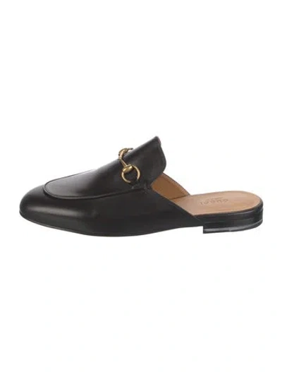 Pre-owned Gucci 1955 Horsebit Accent Leather Mules In Black
