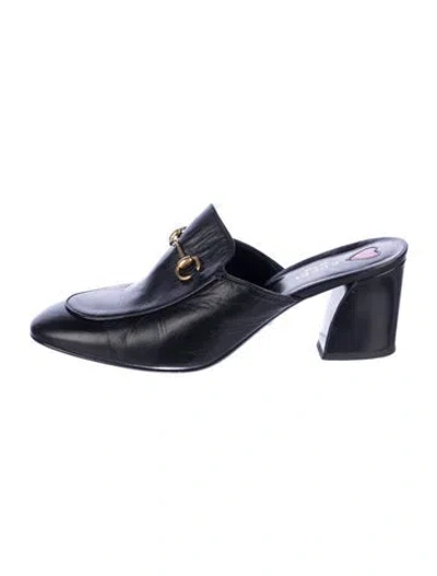 Pre-owned Gucci 1955 Horsebit Accent Leather Mules In Blue
