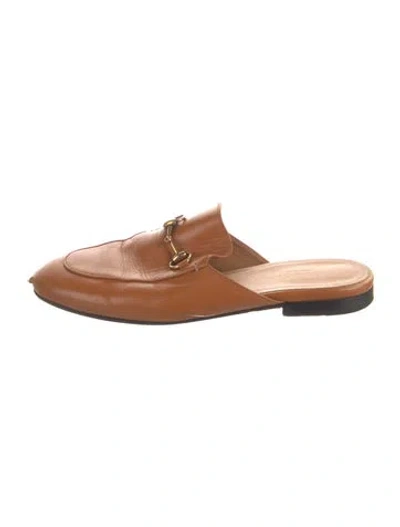 Pre-owned Gucci 1955 Horsebit Accent Leather Mules In Brown