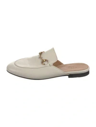 Pre-owned Gucci 1955 Horsebit Accent Leather Mules In Neutral