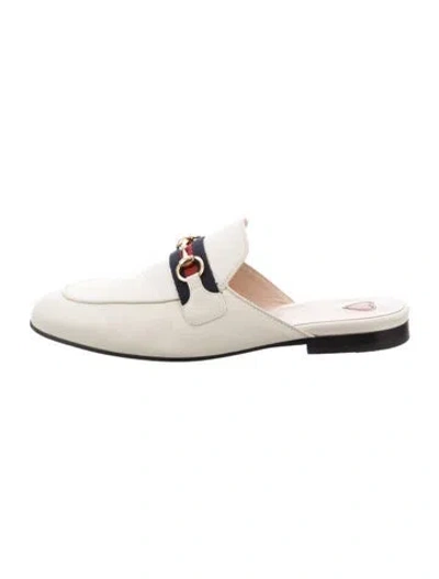 Pre-owned Gucci 1955 Horsebit Accent Leather Mules In Neutral
