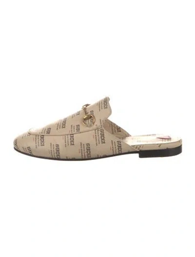Pre-owned Gucci 1955 Horsebit Accent Leather Mules In Neutral