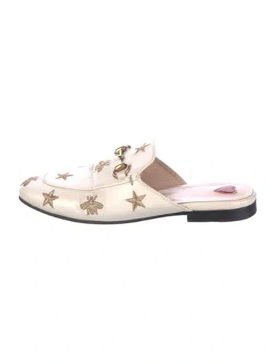Pre-owned Gucci 1955 Horsebit Accent Leather Mules In Neutral